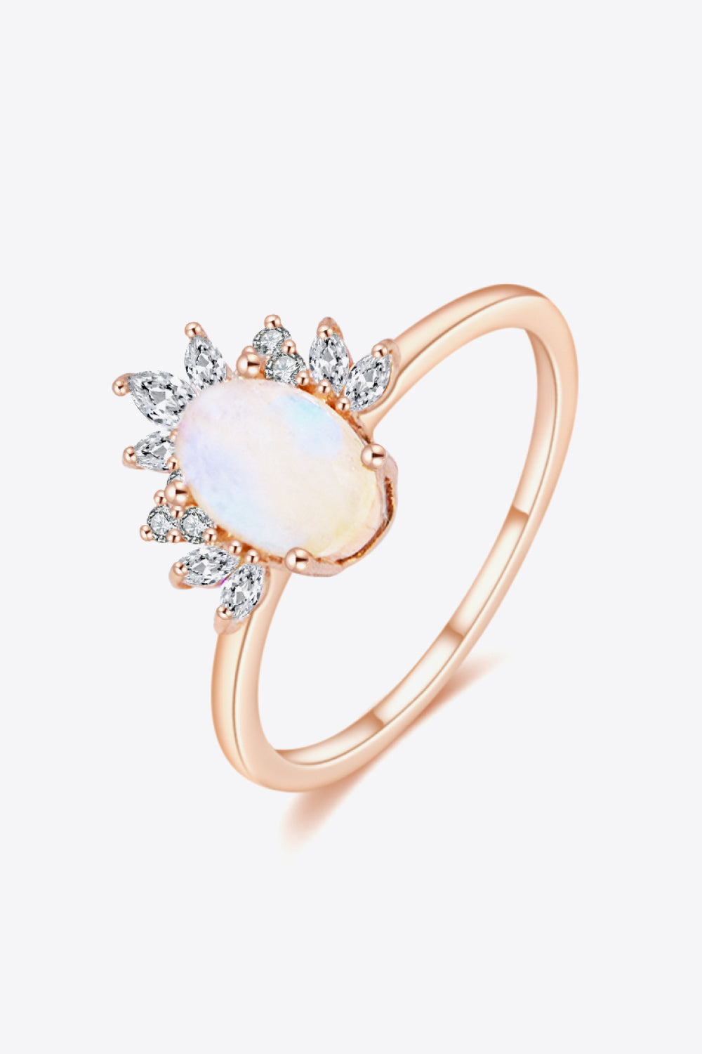 18K Rose Gold-Plated Natural Moonstone Ring-Teresa&#39;s Fashionista LLC