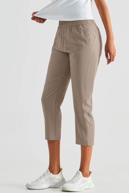 Elastic Waist Cropped Sports Pants-Teresa&#39;s Fashionista LLC