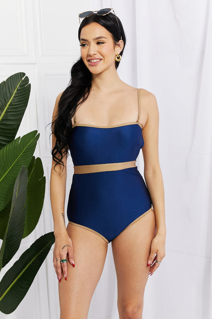 Marina West Swim Wave Break Contrast Trim One-Piece-Teresa&#39;s Fashionista LLC