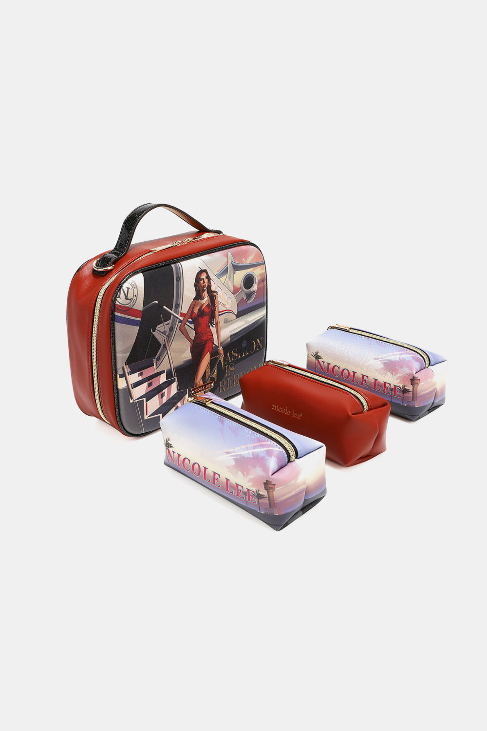 Nicole Lee USA Printed Handbag with Three Pouches-Teresa&#39;s Fashionista LLC