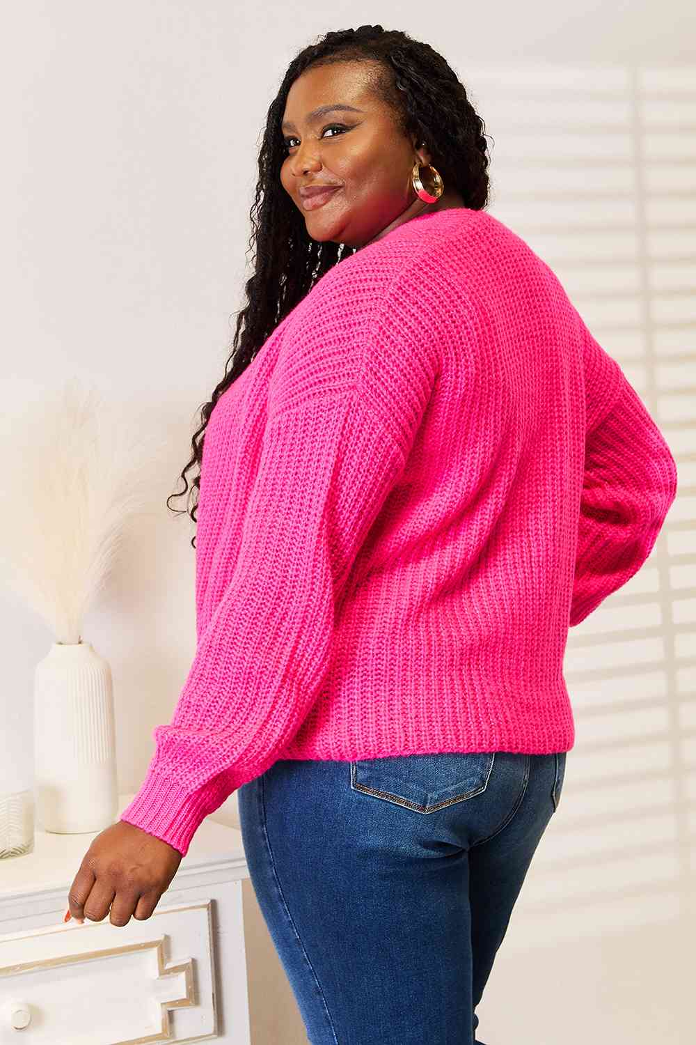 Woven Right Rib-Knit Open Front Drop Shoulder Cardigan-Teresa&#39;s Fashionista LLC