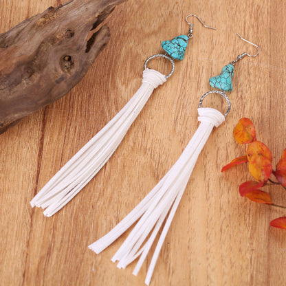 Turquoise Fringe Detail Earrings-Teresa&#39;s Fashionista LLC