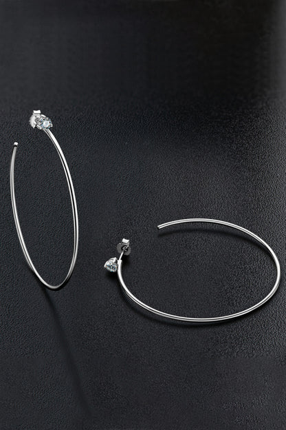 925 Sterling Silver Moissanite Hoop Earrings-Teresa&#39;s Fashionista LLC