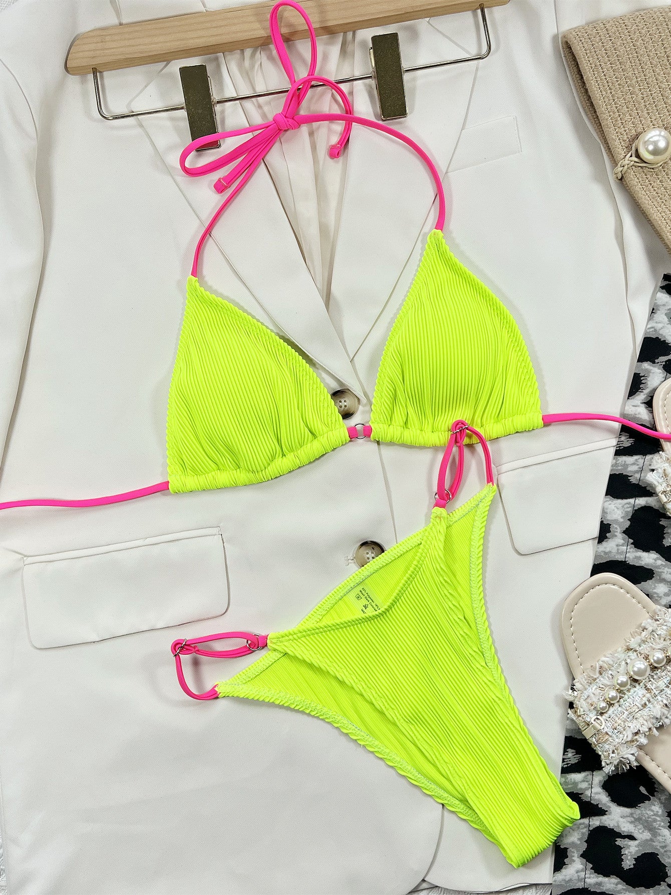 Ribbed Tie Back Bikini Set-Teresa&#39;s Fashionista LLC