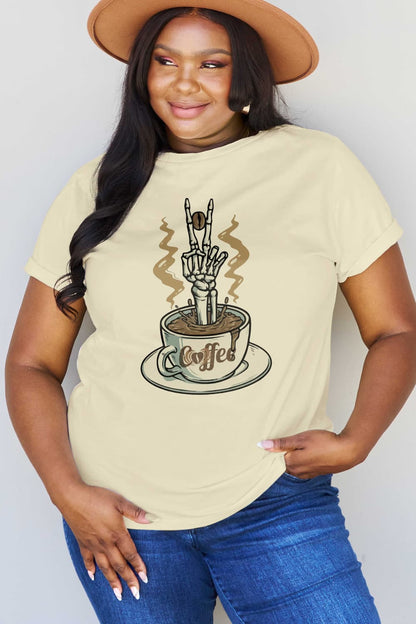 Simply Love Full Size COFFEE Graphic Cotton Tee-Teresa&#39;s Fashionista LLC