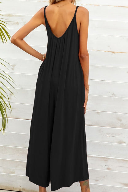 Spaghetti Strap Scoop Neck Jumpsuit-Teresa&#39;s Fashionista LLC