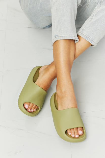 NOOK JOI In My Comfort Zone Slides in Green-Teresa&#39;s Fashionista LLC