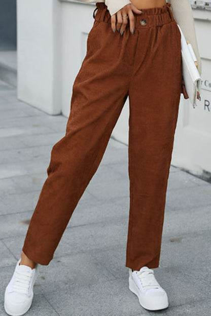 Paperbag Waist Straight Leg Pants with Pockets-Teresa&#39;s Fashionista LLC