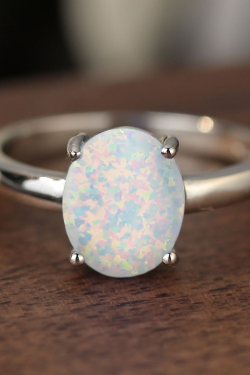 925 Sterling Silver Opal Solitaire Ring-Teresa&#39;s Fashionista LLC