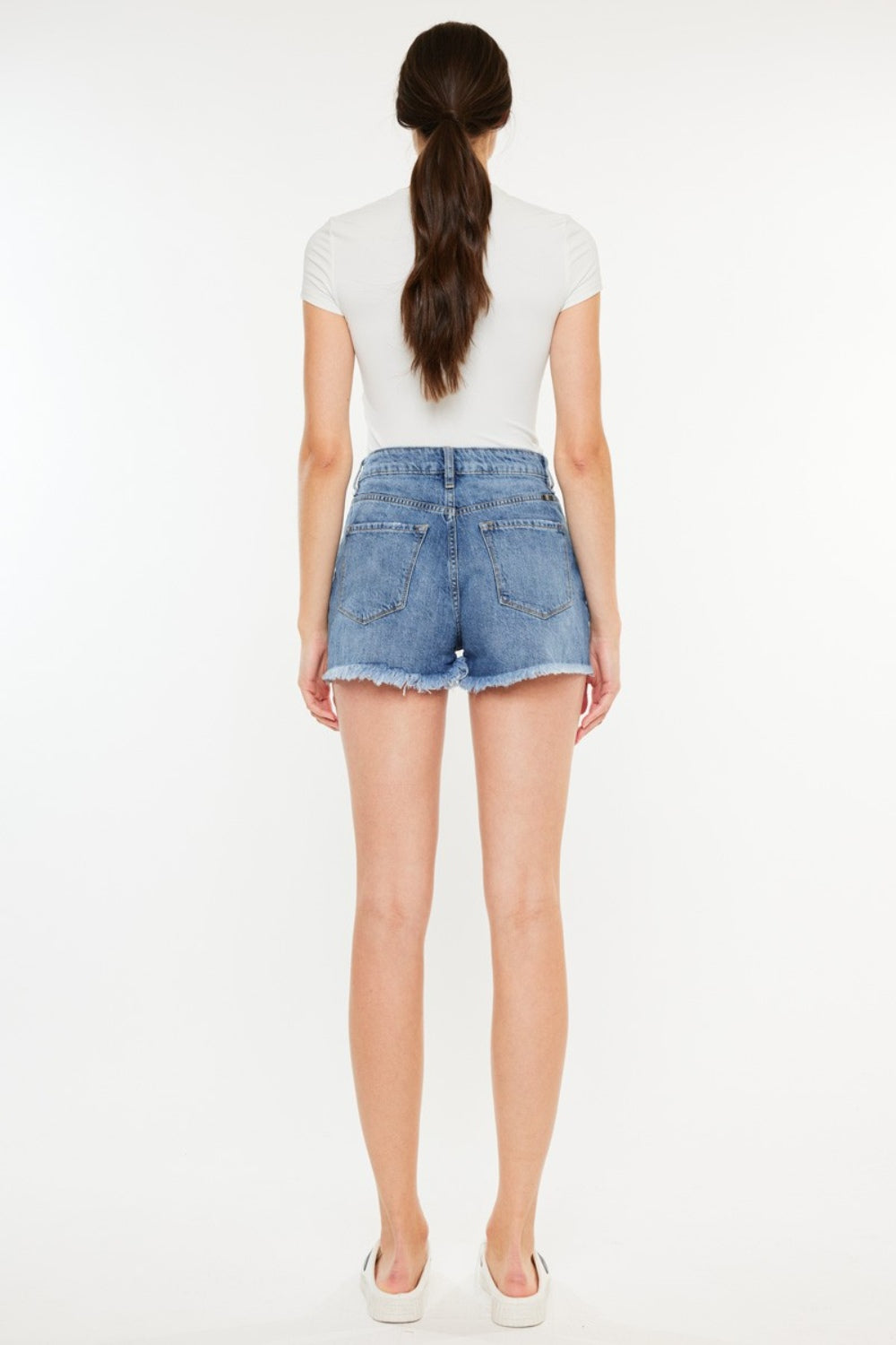 Kancan Distressed Raw Hem High Waist Denim Shorts-Teresa&#39;s Fashionista LLC