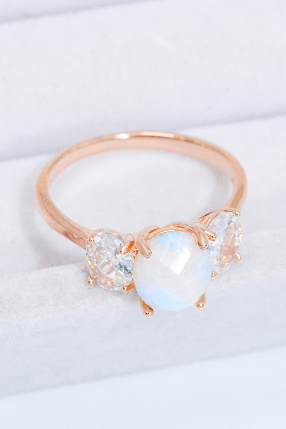 Natural Moonstone and Zircon Ring-Teresa&#39;s Fashionista LLC