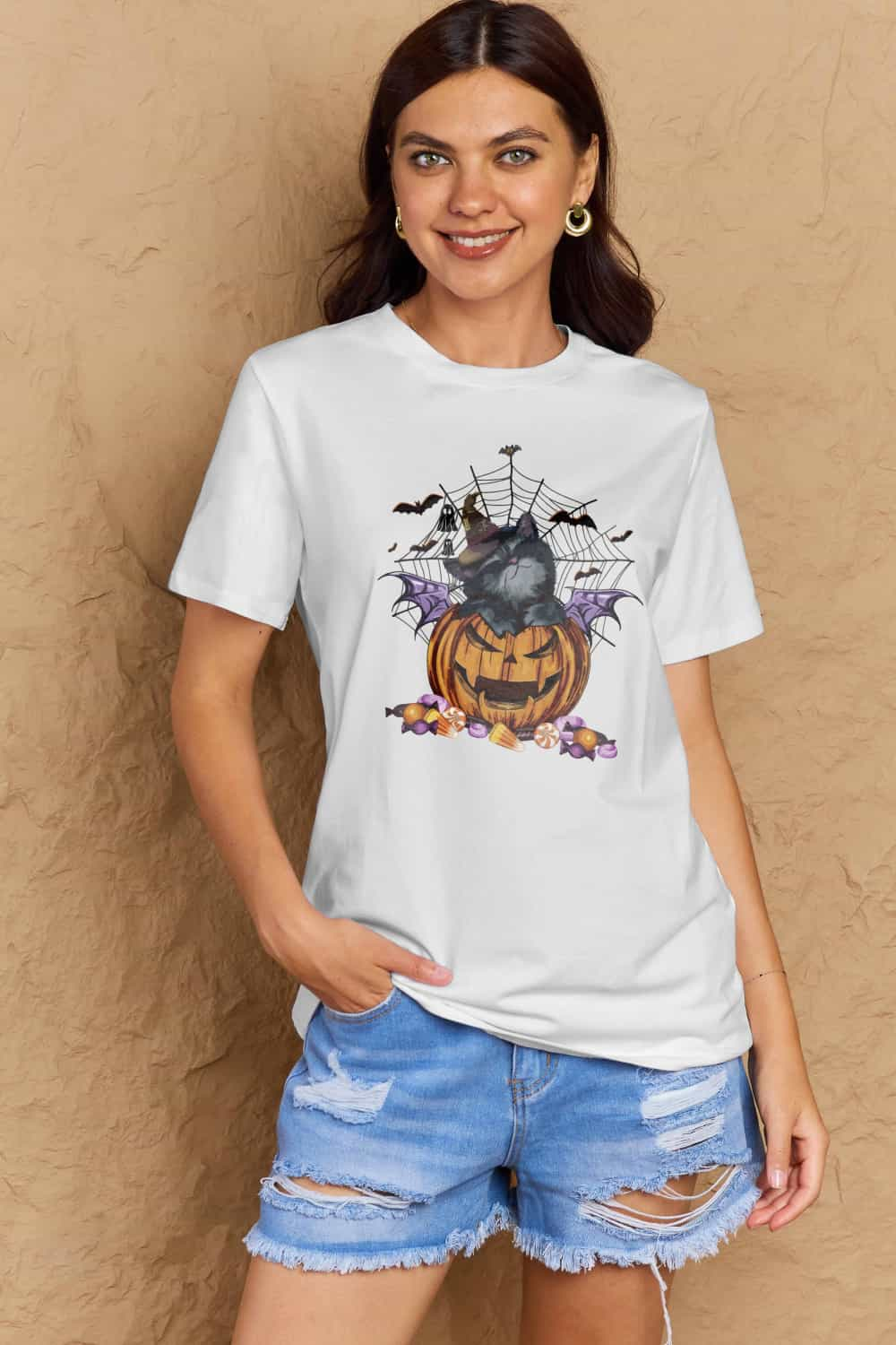 Simply Love Full Size Jack-O'-Lantern Graphic T-Shirt-Teresa&#39;s Fashionista LLC