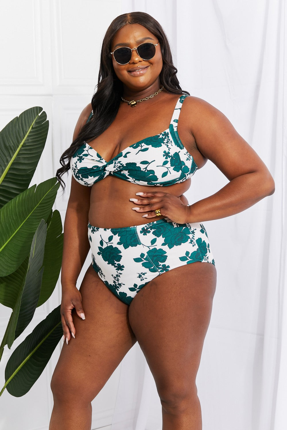 Marina West Swim Take A Dip Twist High-Rise Bikini in Forest-Teresa&#39;s Fashionista LLC