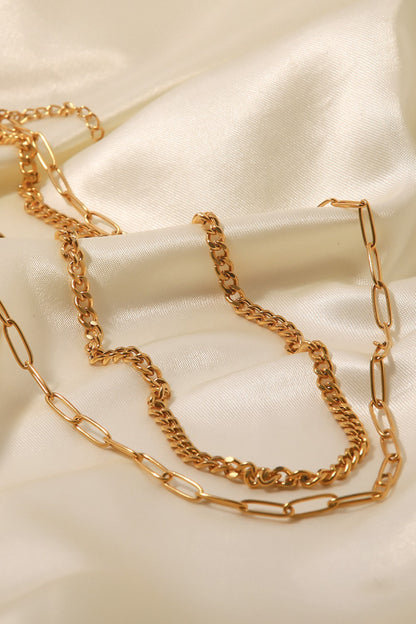 18K Gold Plated Layered Chain Necklace-Teresa&#39;s Fashionista LLC