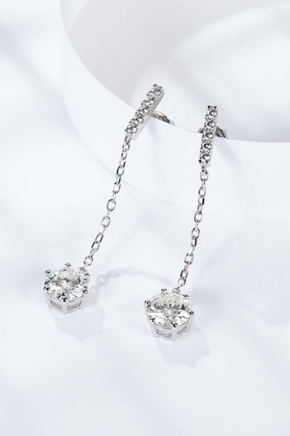 6-Prong Round Moissanite Drop Earrings-Teresa&#39;s Fashionista LLC