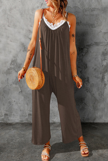 Spaghetti Strap Wide Leg Jumpsuit-Teresa&#39;s Fashionista LLC