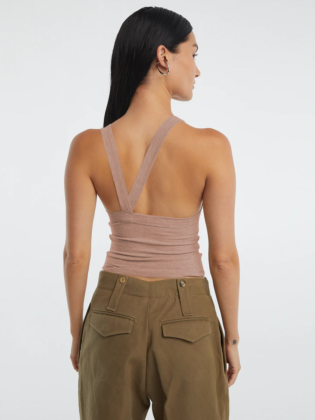 Halter Neck Ribbed Cropped Top-Teresa&#39;s Fashionista LLC