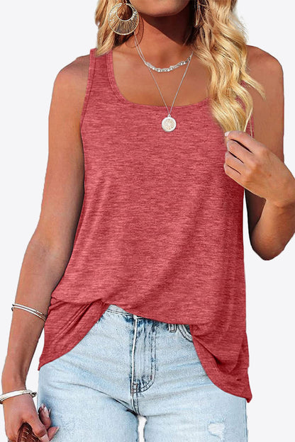 Curved Hem Square Neck Tank-Teresa&#39;s Fashionista LLC