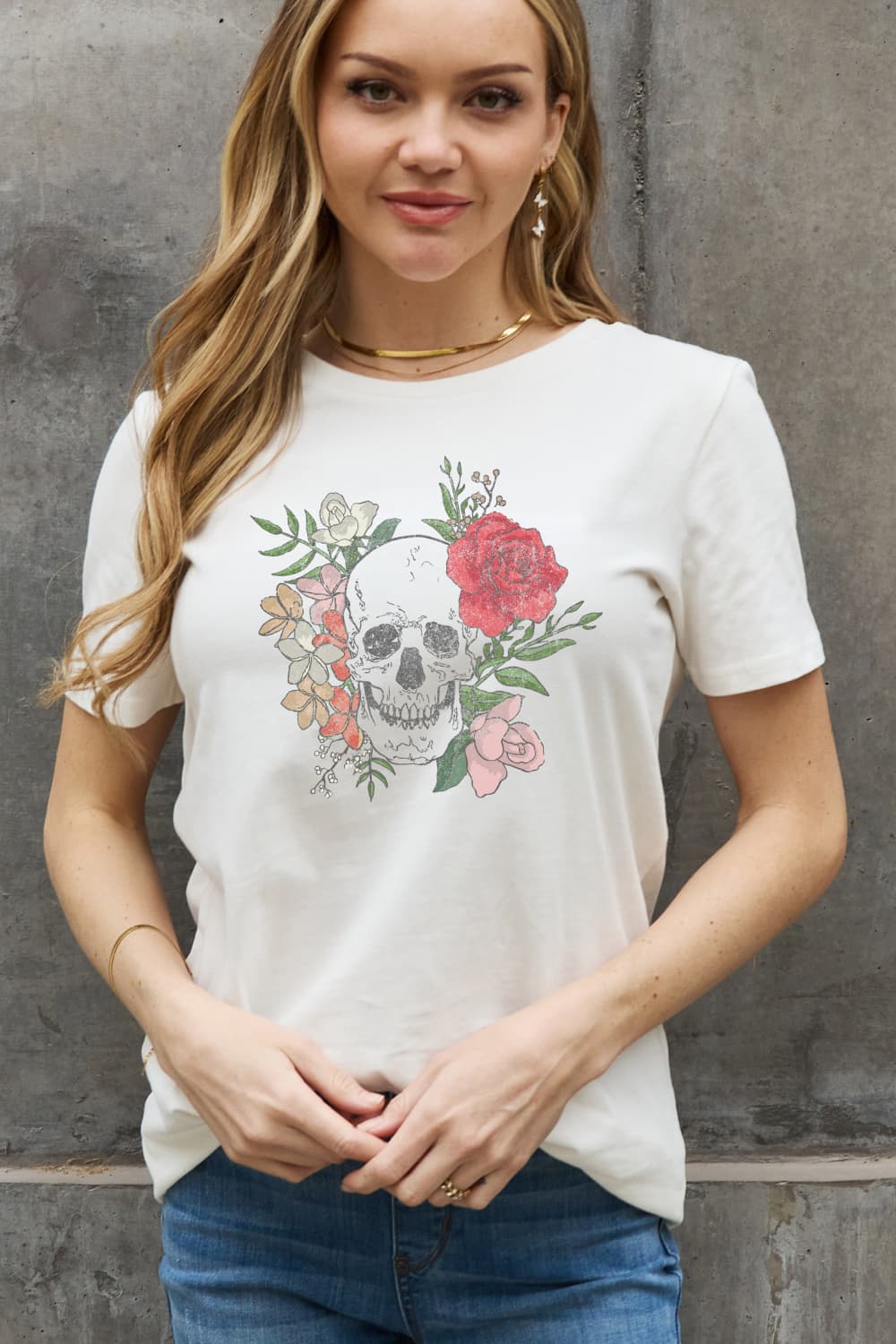 Simply Love Simply Love Full Size Skull Graphic Cotton Tee-Teresa&#39;s Fashionista LLC