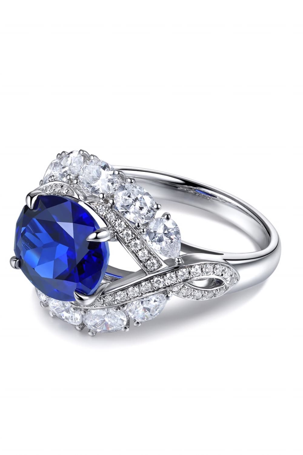 5 Carat Lab-Grown Sapphire Platinum-Plated Ring-Teresa&#39;s Fashionista LLC