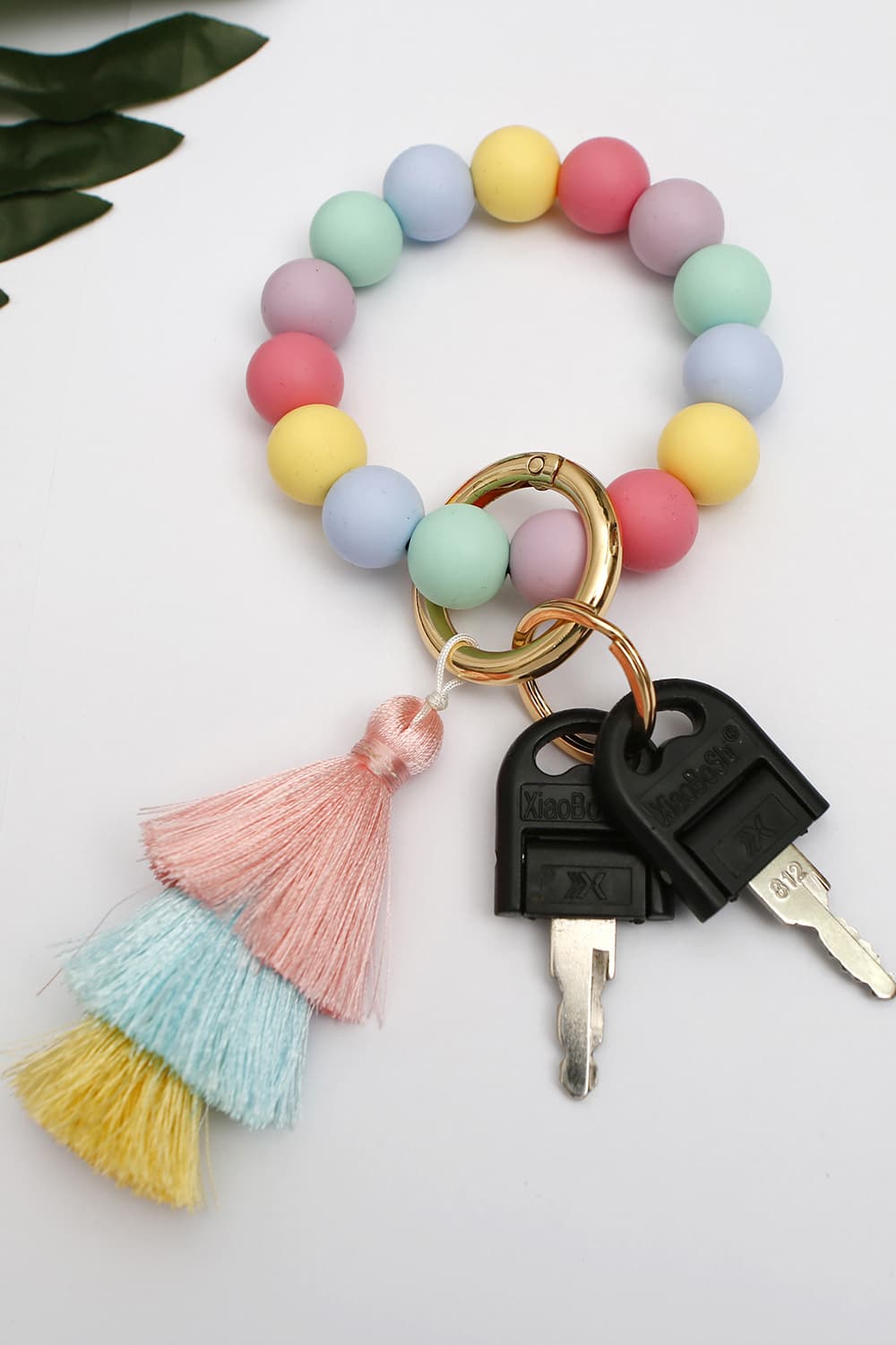 Silica Gel Bead Wristlet Keychain with Layered Tassels-Teresa&#39;s Fashionista LLC