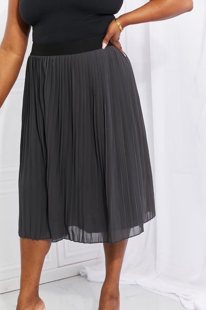 Zenana Full Size Romantic At Heart Pleated Chiffon Midi Skirt-Teresa&#39;s Fashionista LLC