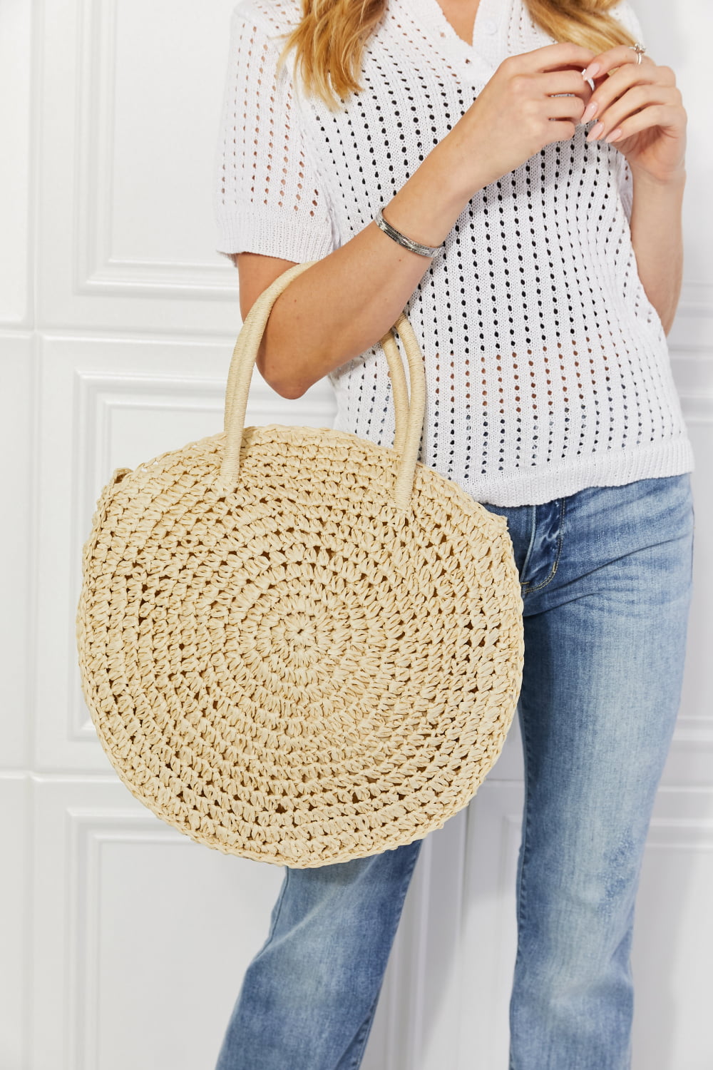 Justin Taylor Beach Date Straw Rattan Handbag in Ivory-Teresa&#39;s Fashionista LLC