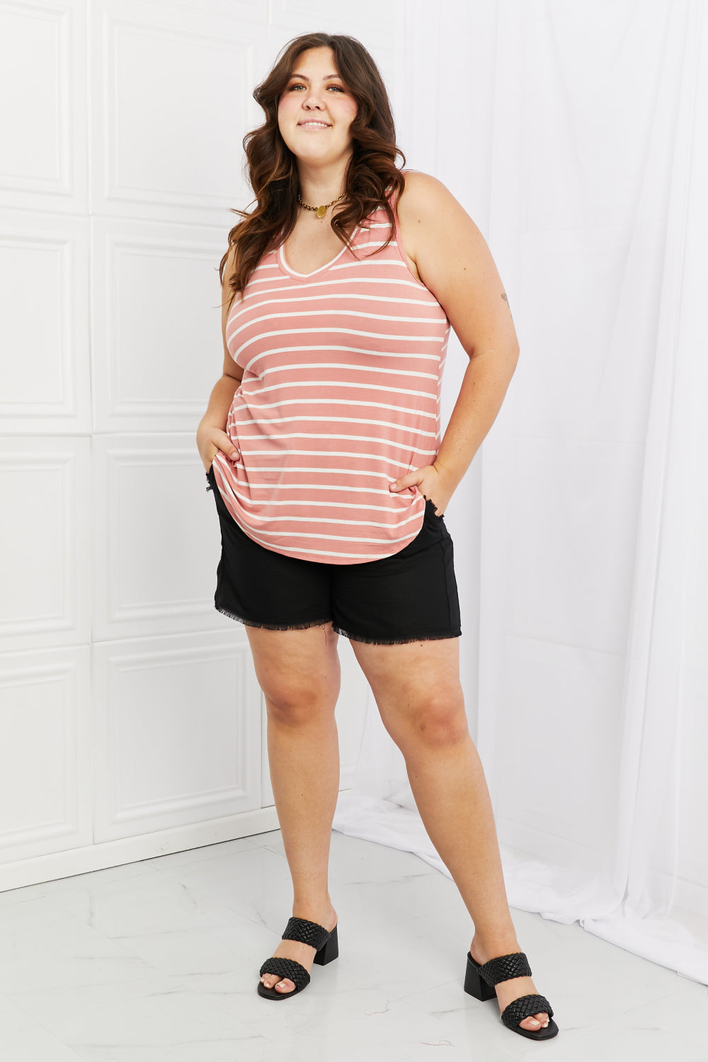 Zenana Find Your Path Full Size Sleeveless Striped Top-Teresa&#39;s Fashionista LLC