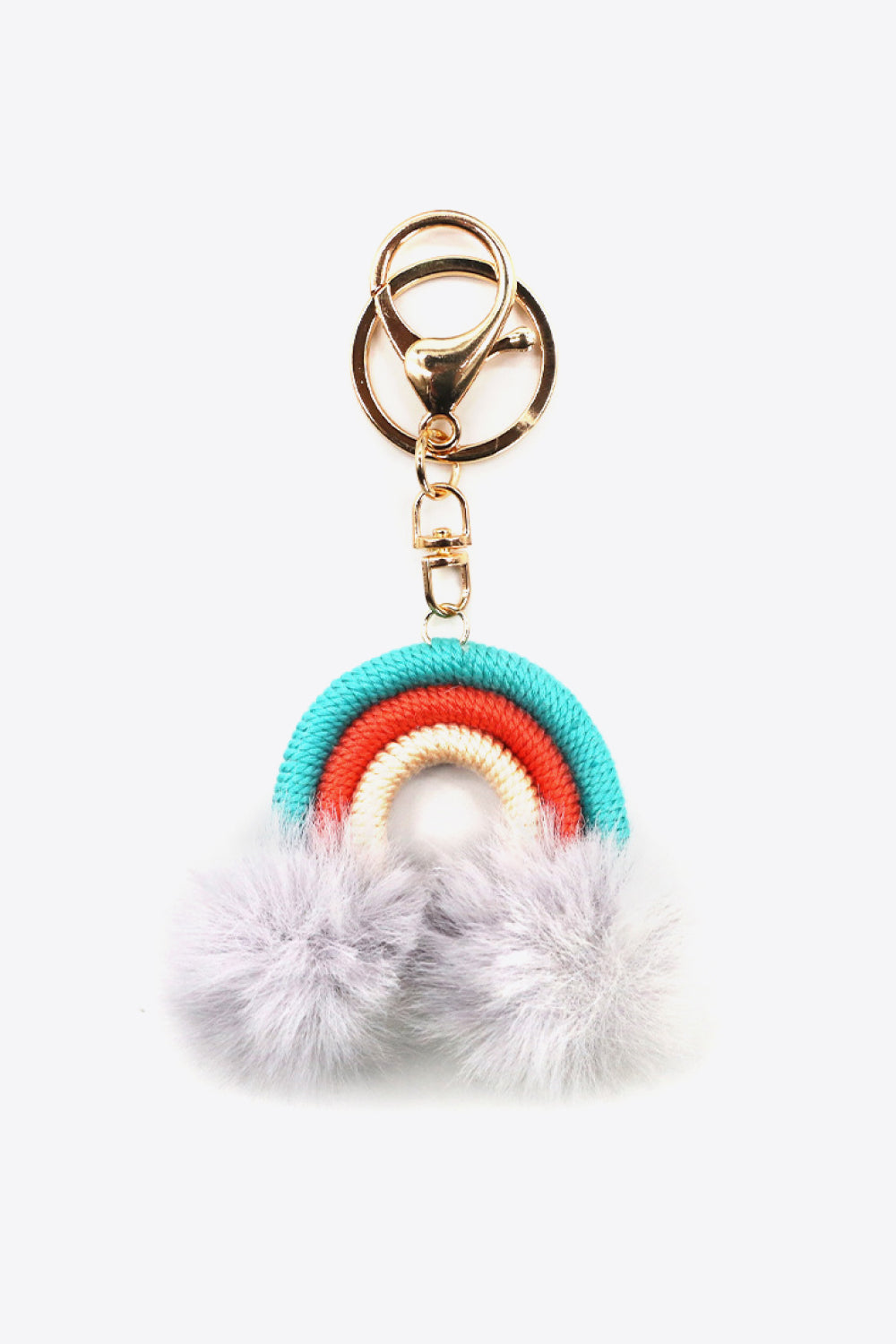 Assorted 4-Pack Rainbow Pom Pom Keychain-Teresa&#39;s Fashionista LLC