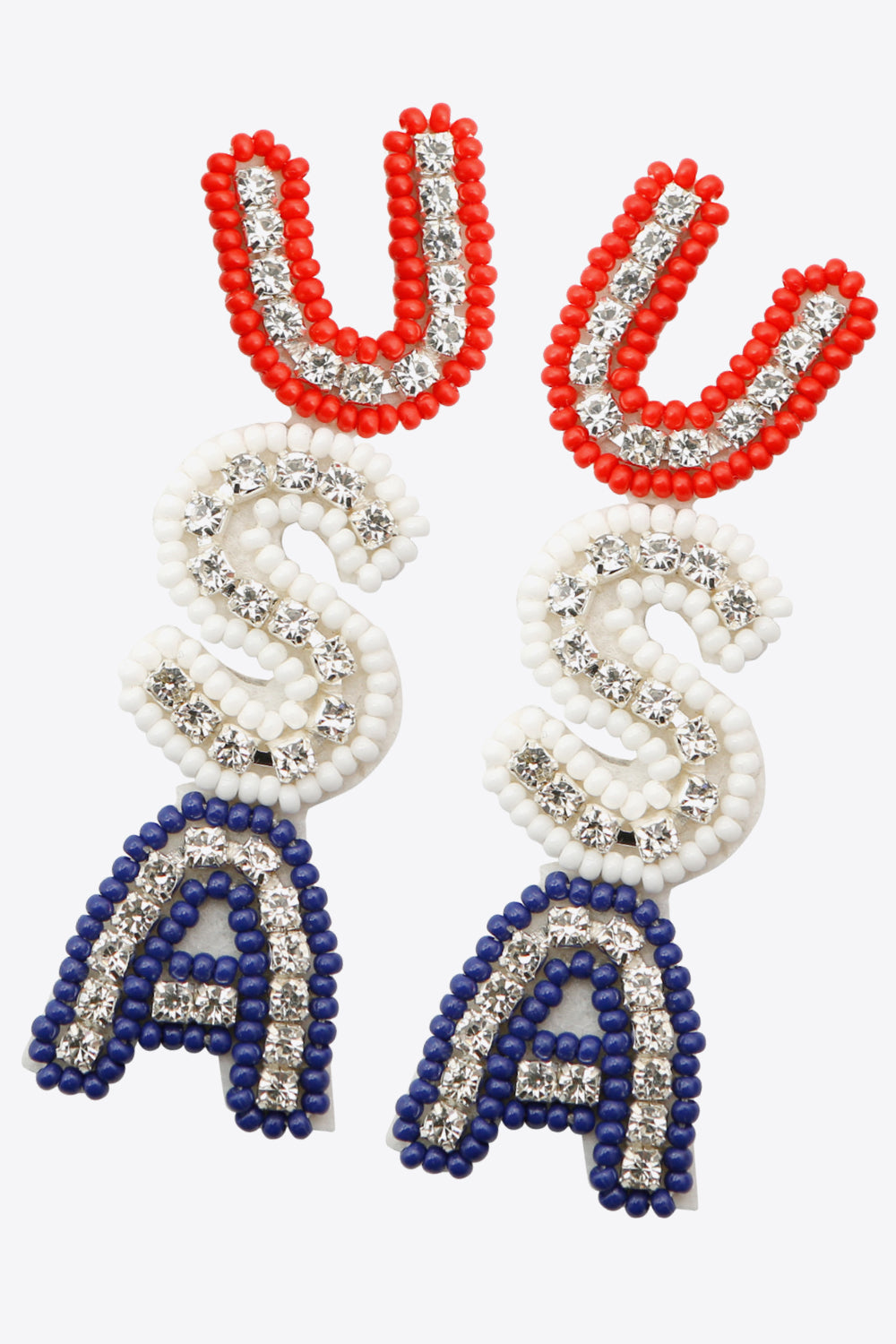 USA Beaded Zircon Decor Earrings-Teresa&#39;s Fashionista LLC