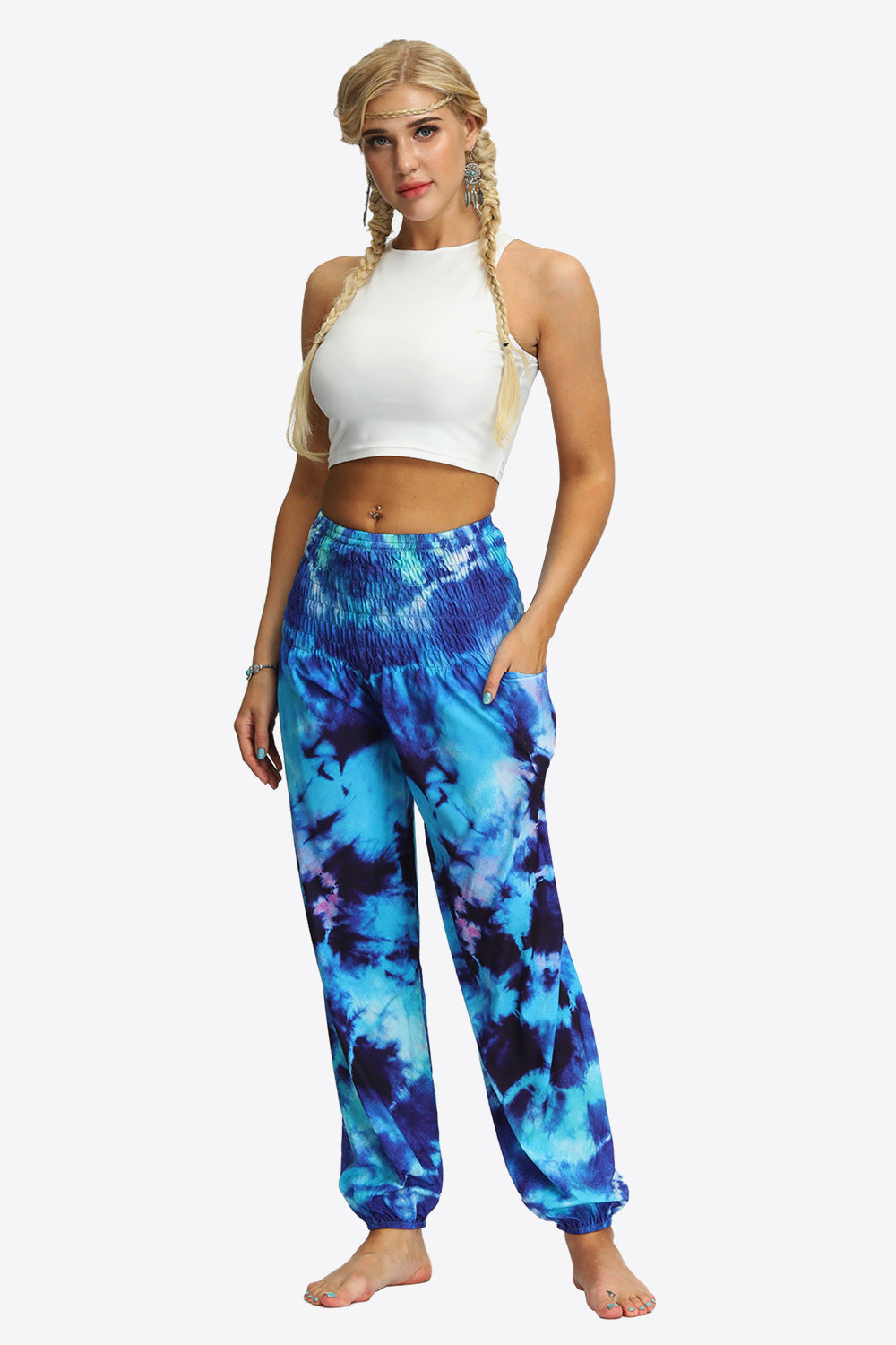 Tie-Dye Smocked Joggers-Teresa&#39;s Fashionista LLC