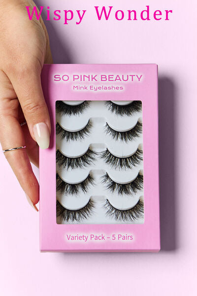 SO PINK BEAUTY Mink Eyelashes Variety Pack 5 Pairs-Teresa&#39;s Fashionista LLC