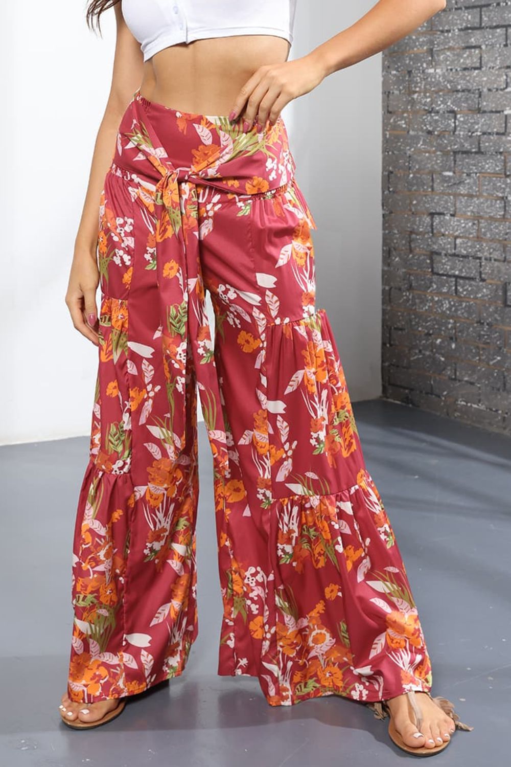 Printed High-Rise Tied Culottes-Teresa&#39;s Fashionista LLC