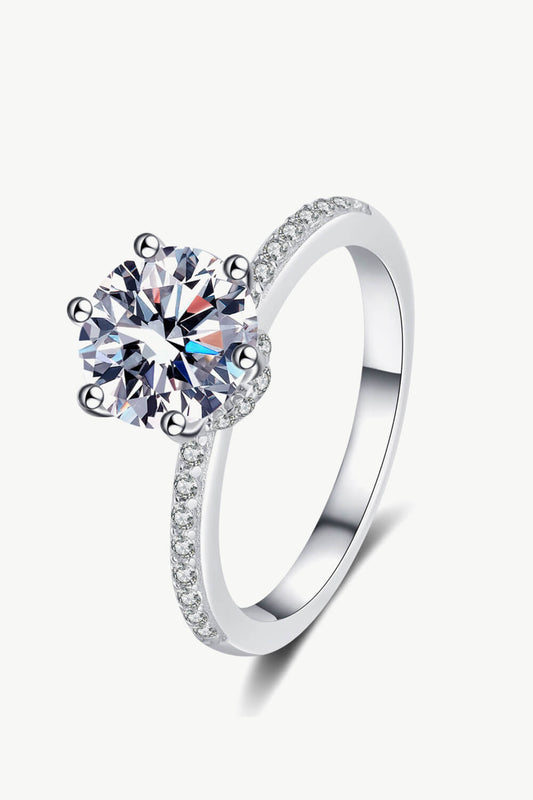 925 Sterling Silver 2 Carat Moissanite Ring-Teresa&#39;s Fashionista LLC