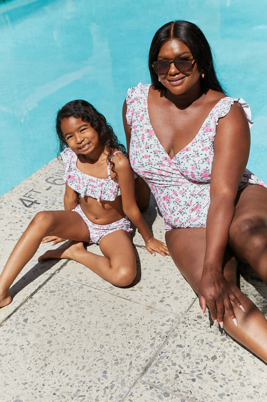 Marina West Swim Full Size Float On Ruffle Faux Wrap One-Piece in Roses Off-White-Teresa&#39;s Fashionista LLC