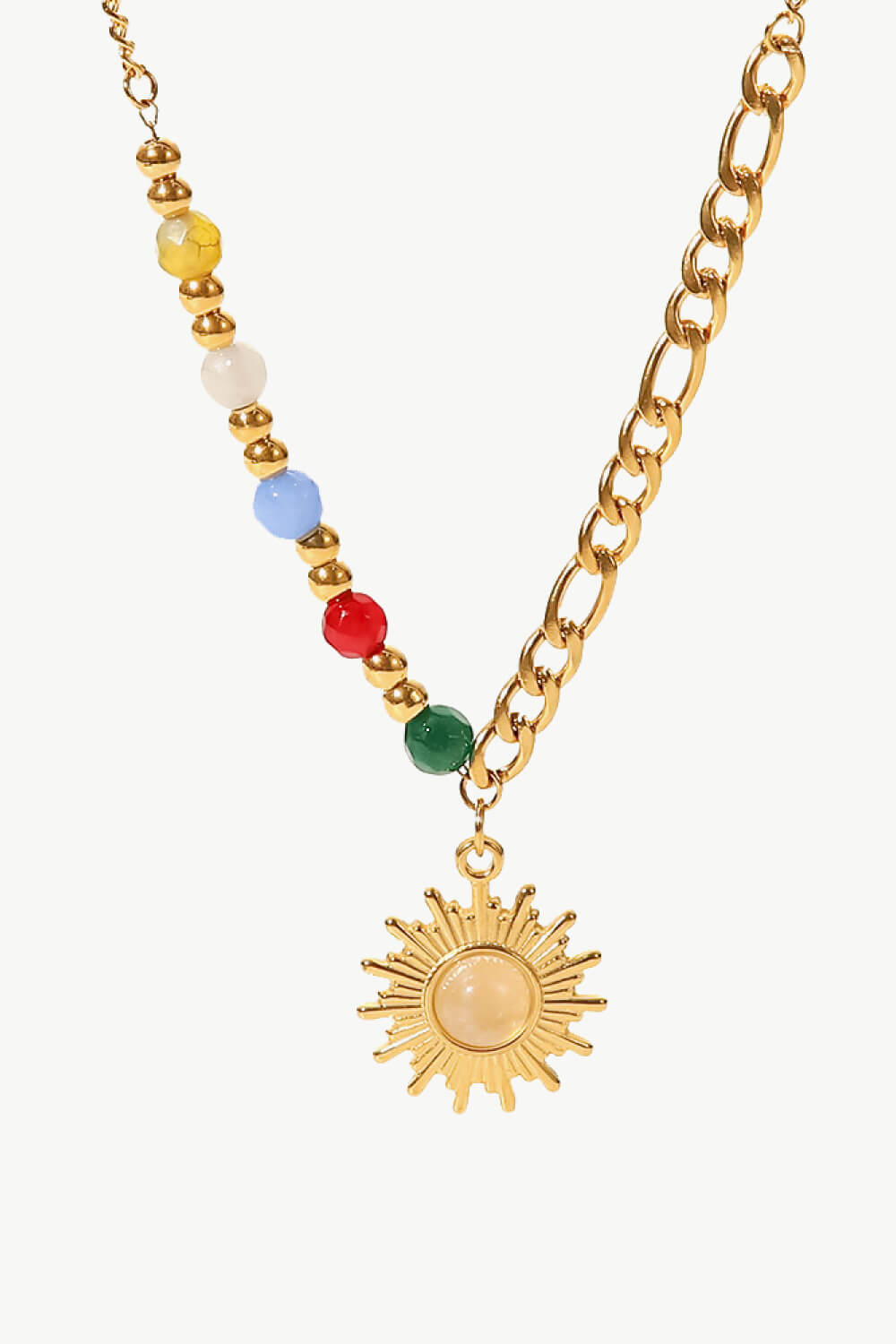 Opal Sun Shape Pendant Necklace-Teresa&#39;s Fashionista LLC