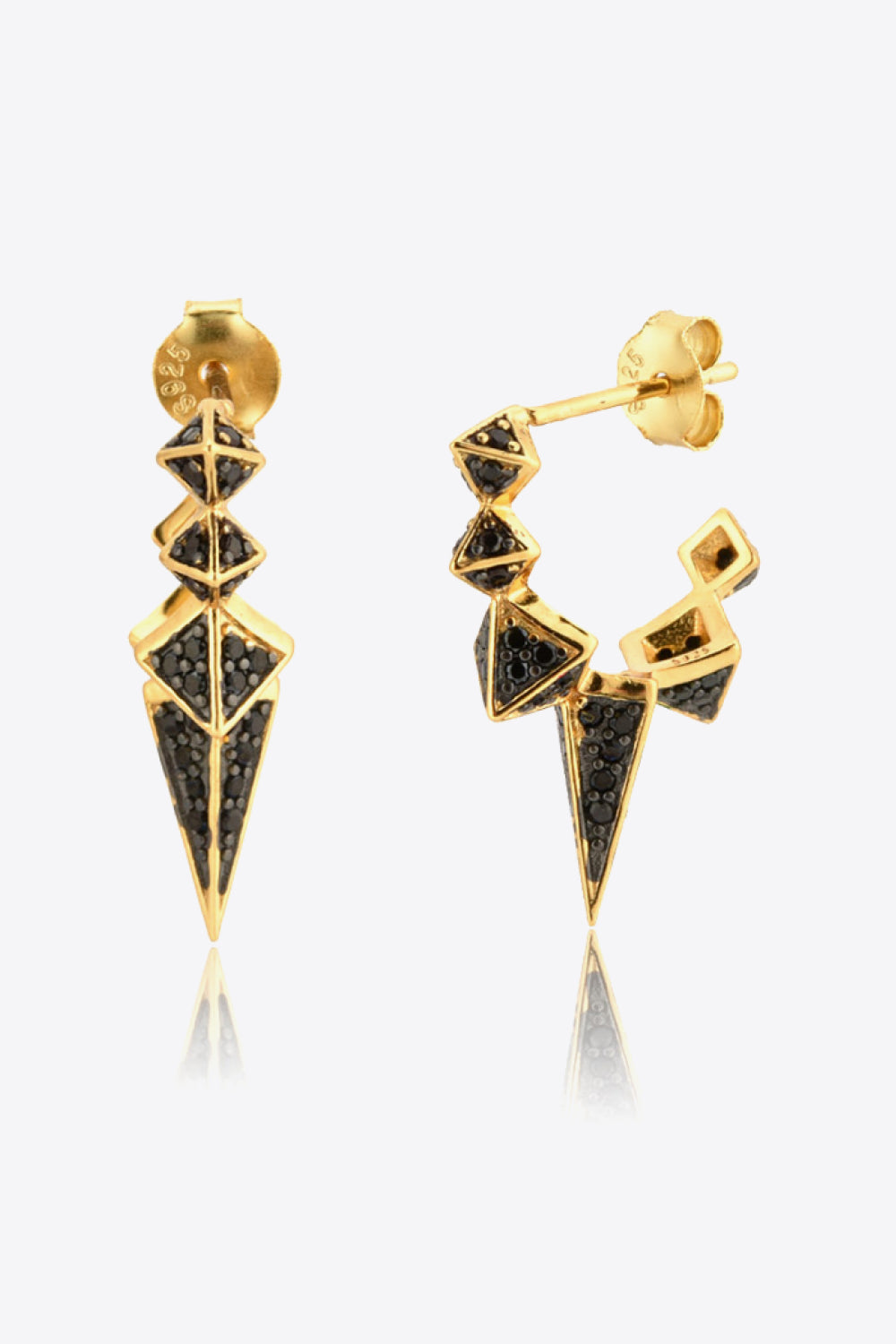 Geometric Zircon Decor 925 Sterling Silver Earrings-Teresa&#39;s Fashionista LLC