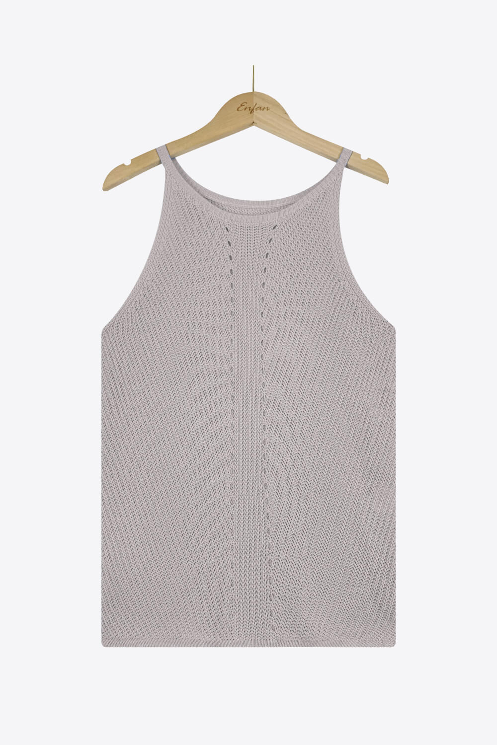 Openwork Grecian Neck Knit Tank Top-Teresa&#39;s Fashionista LLC