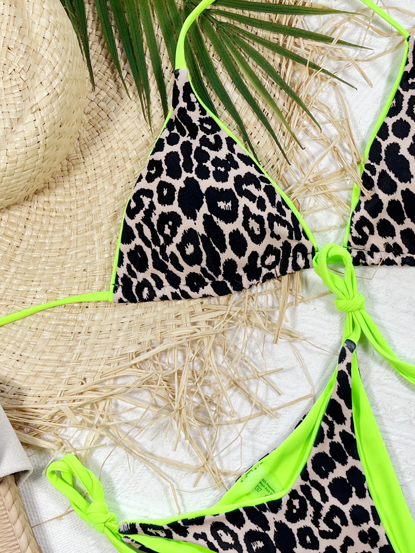 Leopard Print Halter Neck Tie Side Bikini Set-Teresa&#39;s Fashionista LLC