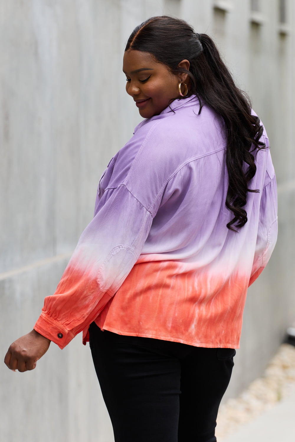 White Birch Relaxed Fit Tie-Dye Button Down Top-Teresa&#39;s Fashionista LLC