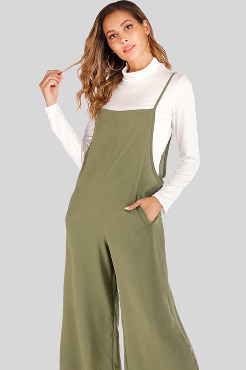 Full Size Cropped Wide Leg Overalls with Pockets-Teresa&#39;s Fashionista LLC