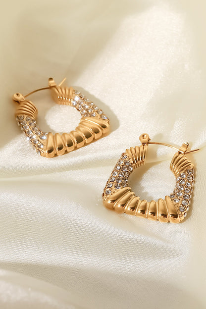 18K Gold Plated Inlaid Cubic Zirconia Earrings-Teresa&#39;s Fashionista LLC