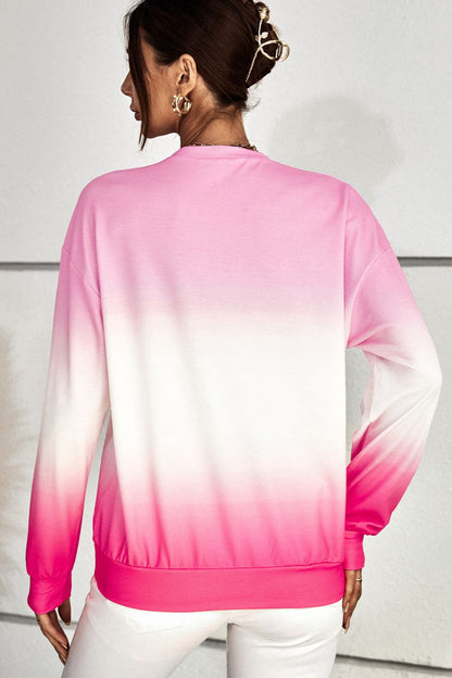 Gradient LOVE Dropped Shoulder Sweatshirt-Teresa&#39;s Fashionista LLC