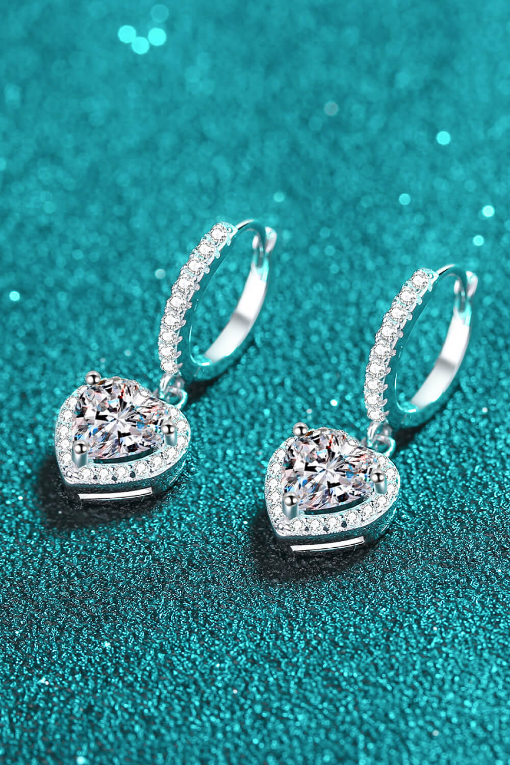 Moissanite Heart-Shaped Drop Earrings-Teresa&#39;s Fashionista LLC