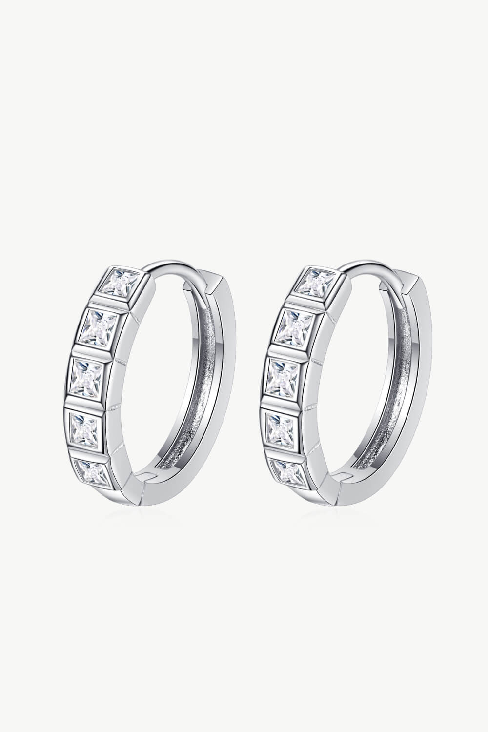 Always Chic Sterling Silver Moissanite Huggie Earrings-Teresa&#39;s Fashionista LLC