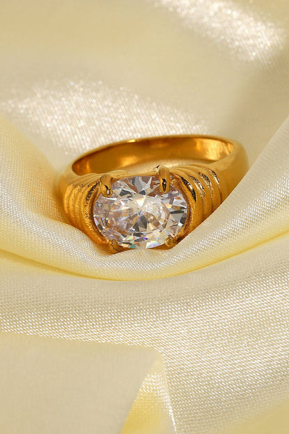 18K Gold Plated Zircon Ring-Teresa&#39;s Fashionista LLC