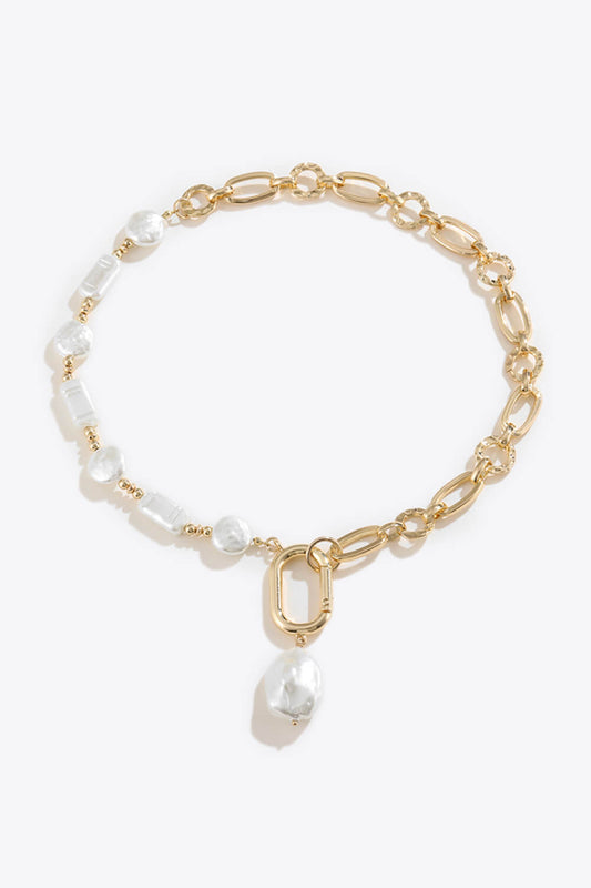Freshwater Pearl Pendant Chunky Chain Necklace - Teresa's Fashionista LLC