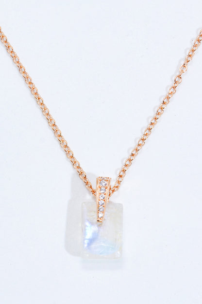 925 Sterling Silver Natural Moonstone Pendant Necklace-Teresa&#39;s Fashionista LLC