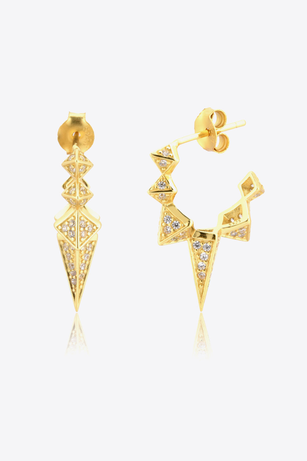 Geometric Zircon Decor 925 Sterling Silver Earrings-Teresa&#39;s Fashionista LLC