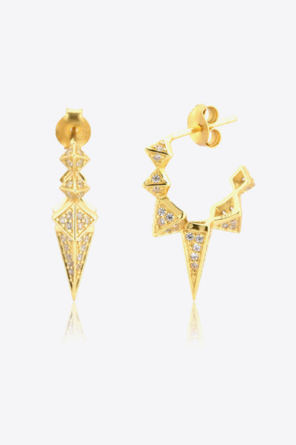 Geometric Zircon Decor 925 Sterling Silver Earrings-Teresa&#39;s Fashionista LLC